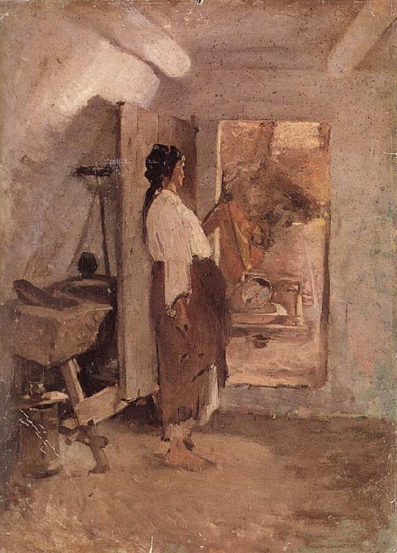 Nicolae Grigorescu Old Woman Sewing